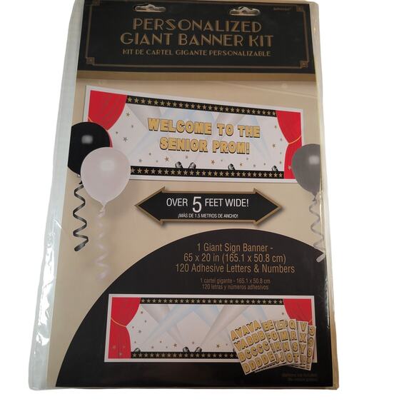 Giant Customizable Banner Kit 65x20in W/ Letters Numbers Red Gold Black, Party - Picture 2 of 7